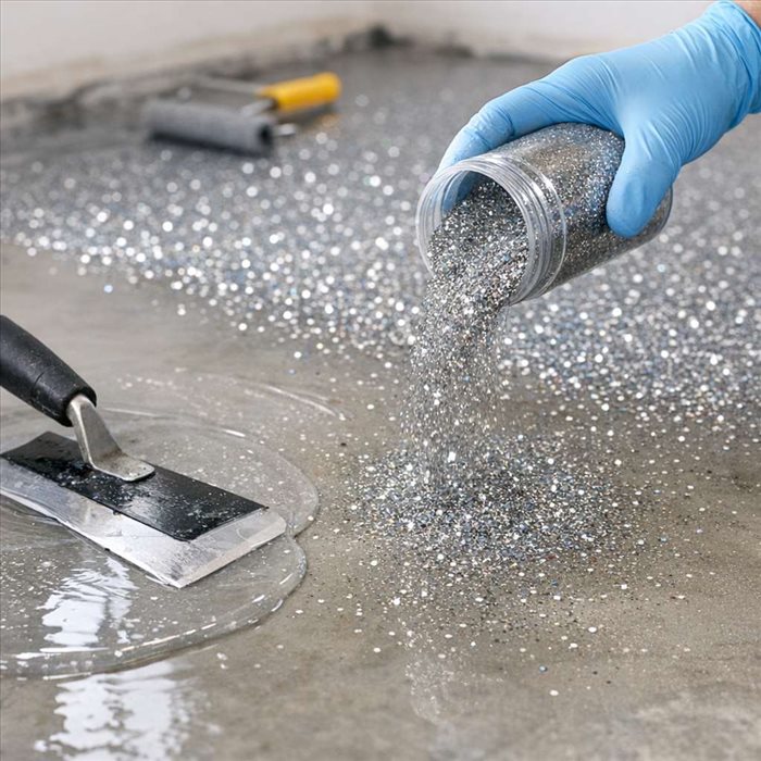 Sol en résine pailleté : comment intégrer les paillettes
