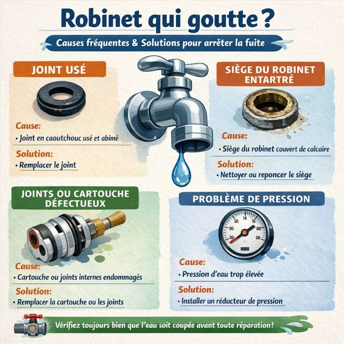 Robinet qui goutte : causes fréquentes et solutions efficaces